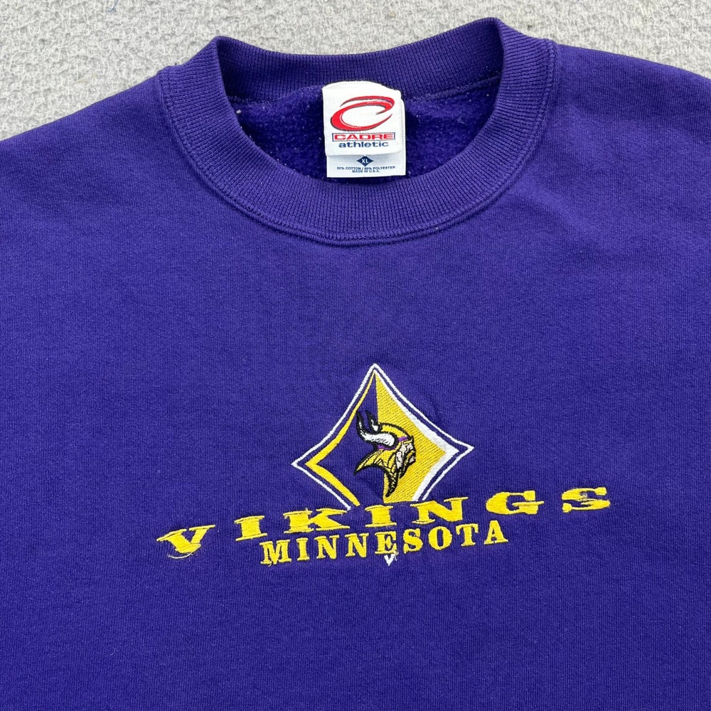 Minnesota Vikings Sweatshirt Cadre Athletic Mens XL Purple Vintage Embroidered